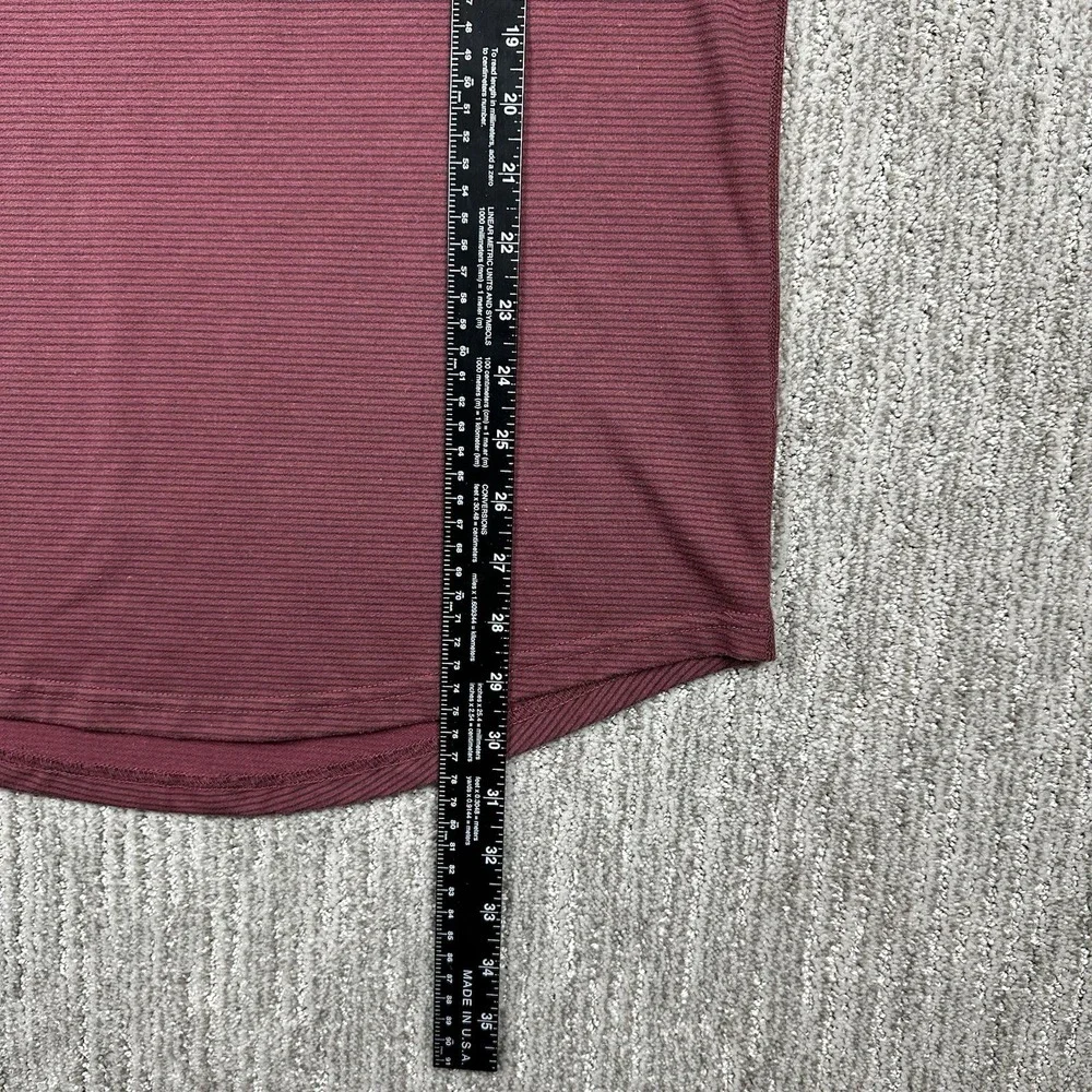 BYLT drop cut short sleeve lux crewneck Striped maroon shirt men's L performance